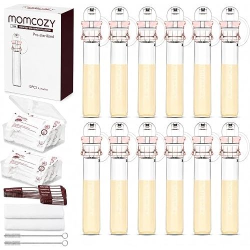 Momcozy Colostrum Collector Reusable Breast Milk Collector, Portable Colostrum Container Can be Feeding Baby, Multi-Use Collector BPA Free, 5ml-12pcs