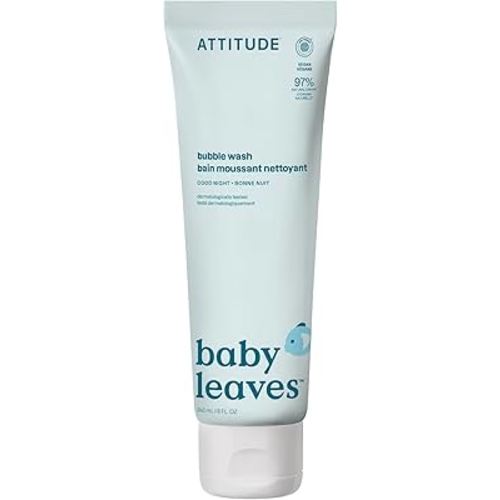 ATTITUDE Bubble Body Wash for Baby, EWG Verified, Dermatologically Tested, Plant and Mineral-Based, Vegan, Good Night, 8 Fl Oz