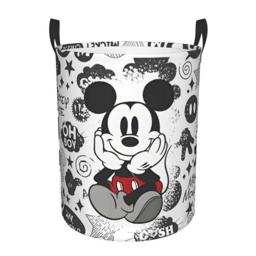 Mickey Foldable Laundry Hamper Waterproof Storage Basket with Handle for Toy Collection Bedroom Bathroom Living Room(Medium)