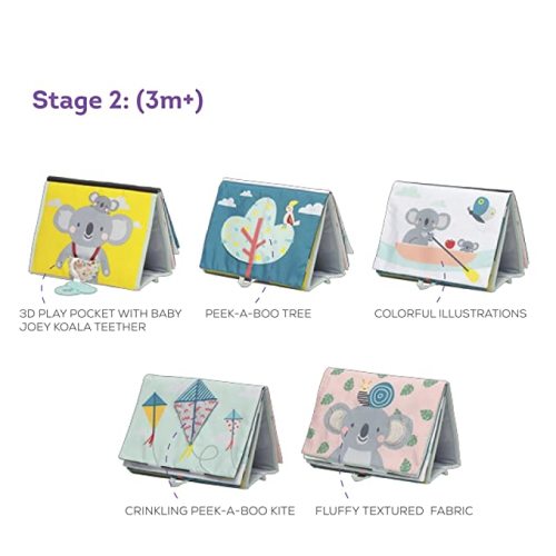 Taf Toys Koala Infant Tummy-time High Contrast Soft Crinkle Activity Book with Huge Baby Safe Mirror, 3D Activities, Textures and a Soft Baby Teether