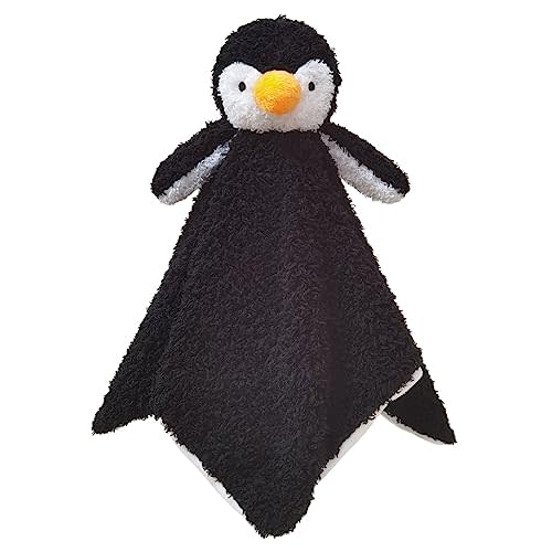 Baby Black Penguin Soft Stuffed Animal Security Blanket, Plush Penguin Character Lovey Blanket, Baby Shower/Nursery Gift, Newborn Infant Toddler Snuggle Blankie for Boys Girls, 14 Inches