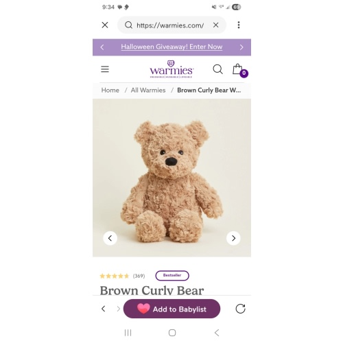 Brown Curly Bear Warmies | Microwavable Brown Curly Bear Warmies Stuffed Animal | Warmies USA