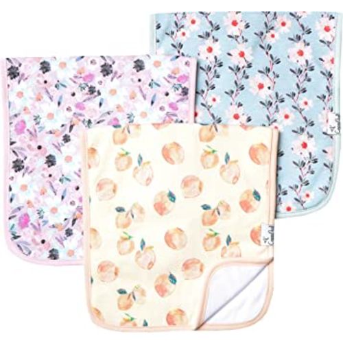Copper Pearl Premium Baby Burp Cloths - 3-Pack Large Cotton Burp Cloths, Extra Soft Spit Up Rags with 3 Absorbent Layers, Perfect for Baby Girl Gifts (21" x 10" Size, Morgan Set)