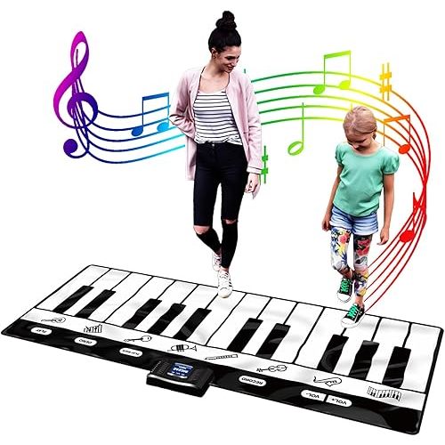 SUNLIN 6ft. Piano Mat, Floor Keyboard Playmat: 24 Keys, 10 Demos, 8 Instrument Sounds, Record & Playback, Giant Interactive Musical Toys Gifts for Boys & Girls Age 3 4 5 6 7 8 9 Years Old