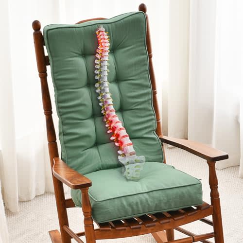SUNROX Memory Foam Jumbo Rocking Chair Cushions, FadeShield Water Resistant Non Slip Durable Tufted Pads, Set of Seat & Back Cushion with Ties for Indoor/Outdoor Rocker, 2 Piece, Sage Green