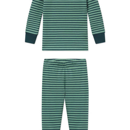 LAKE | Baby | Pima Cotton Pajamas | Dark Sea Bicolor Voyager Stripe Baby Long-Long Set
