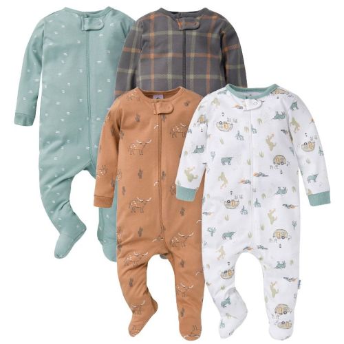 Gerber Baby Boys' 4-Pack Sleep 'N Plays, Camping, 0-3 Months