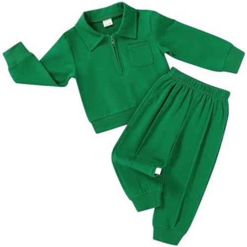 HAPPYMA Toddler Clothes Baby Boy Girl Fall Polo Long Sleeve Top and Solid Casual Pants Winter Outfits
