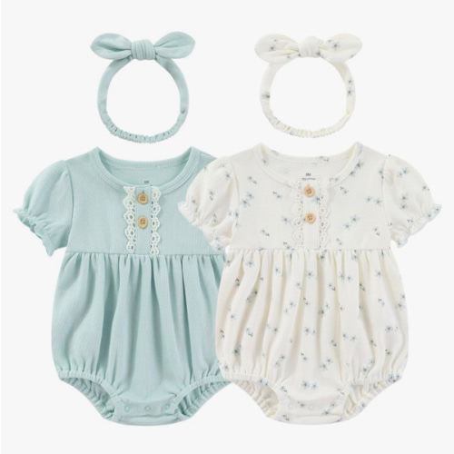 Baby Girl Clothes Cotton Bubble Romper Floral Bodysuits Infant Outfit Set