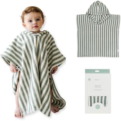 snuggle me Organic Toddler Poncho Towel with Hood - Slate