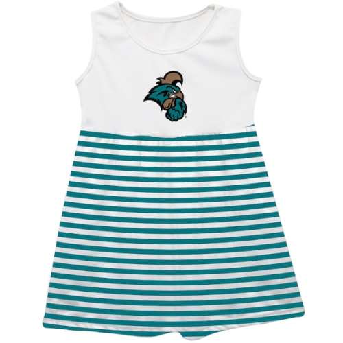 Girls Infant Vive La Fete  Teal Coastal Carolina Chanticleers Striped Tank Top Dress