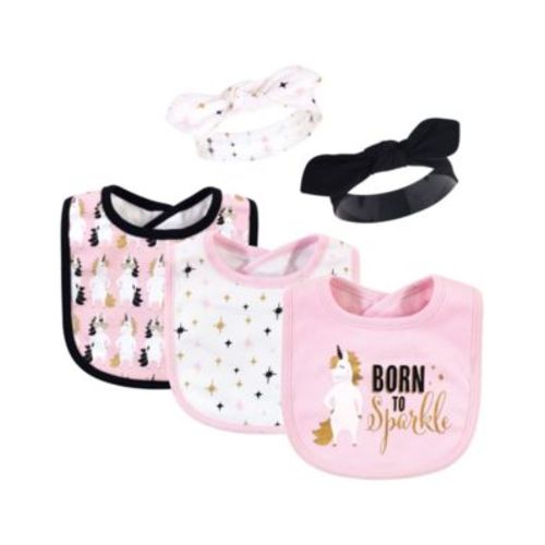 Baby Girls 5Pk Bibs and Headbands Set