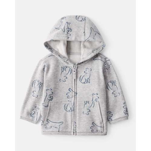 Baby Boy DayDream Fleece Dog Print Long-Sleeve Hoodie - Grey - Carter's | Carter's