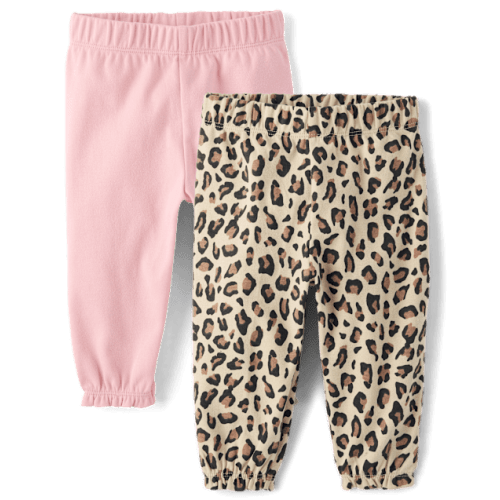 Baby Girls Leopard Ruffle Pants 2-Pack - Tan