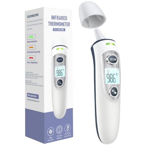 Ear Thermometer for Adults and Kids, Digital Accurate Ear and Forehead Thermometer with Fever Alarm, 1 Second Fast Result, Easy to use, 2 in 1 Mode