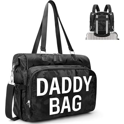 4 in 1 Convertible Daddy Bag Backpack, Camo Diaper Bag Backpack for Dad and Mom, Multifunction Mommy Bag for Hospital with DADDY BAG Imprint, Baby Care Bag Diaper Bag Backpack & Tote with 14 Pockets