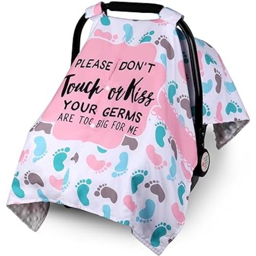 Metplus Minky Baby Car Seat Cover with Peekaboo Opening, No Touch Sign