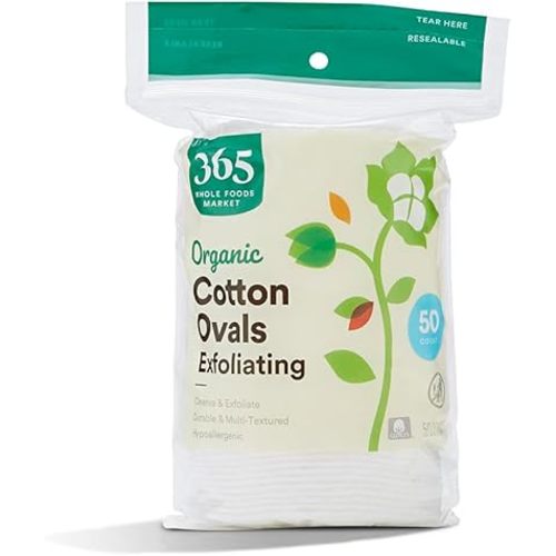 365 by Whole Foods Market, Organic Cotton Ovals, Exfoliating, 50 Count