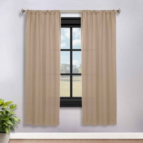 Classic Modern Solid Room Darkening Semi-Blackout, Light filtering Curtains, Rod Pocket, Set of 2, 36"x72", Smoked Ash - Blue Nile Mills