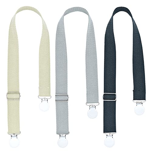 3 PCS Multipurpose Clips Baby Nursing Cover Clips Saliva Towel Double-end Clamp Toy Anti-drop Clip Adjustable Braid Strap Dental Bib Holder Clip Napkin Holder for Adult Kids (Graphite/Green/Fog)