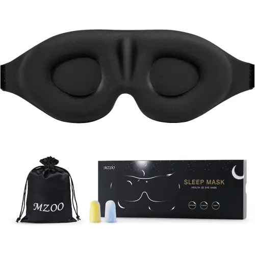 MZOO Luxury Sleep Eye Mask for Side Sleeper Men Women, Zero Eye Pressure 3D Sleeping Mask, Light Blocking Patented Design Night Blindfold, Soft Eye Shade Cover for Travel, Black