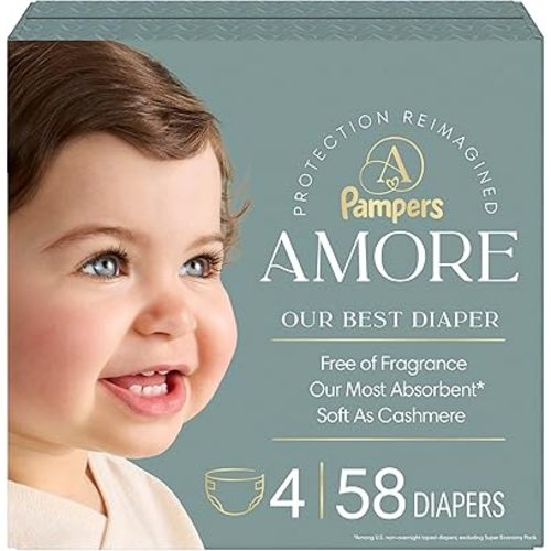 Pampers Amore, Size 4 (15-34 lbs), 58 Count, Our Best Diaper