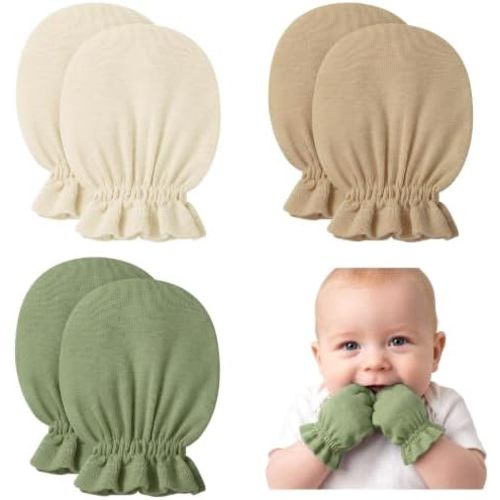 Pro Goleem Newborn Baby Mittens 100% Cotton No Scratch Soft Breathable Gloves for Boys&Girls 0-6 Months Baby Essentials