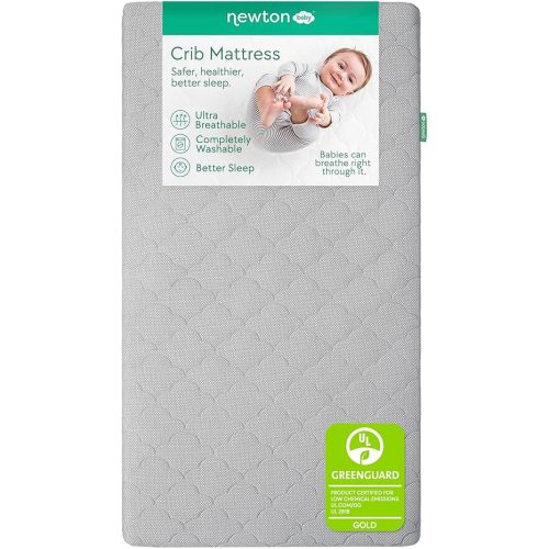 Newton Baby Waterproof Crib Mattress, Breathable & Washable - Grey