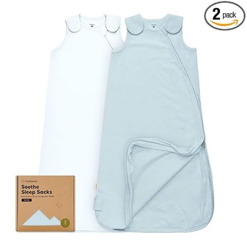 2-Pack Organic Baby Sleep Sacks, 100% Cotton - Soft & Breathable 0.5TOG Baby Wearable Blanket, Toddler Sleeping Sack 6-18 Months, Easy to Wear Transitional Swaddles for Newborns, Infants (Glacier, M)