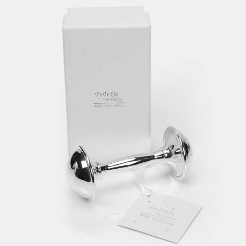 Silver Plated Christening Rattle in Personalised Gift Box