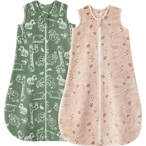 Yoofoss Fleece Baby Sleep Sack 2 Pack 1.5 Tog Baby Wearable Blanket with 2-Way Zipper