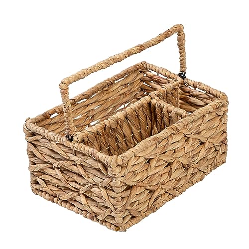 Honey-Can-Do Multi-Use 3-Compartment Wicker Basket Caddy with Handle, Natural STO-09844 Natural Medium