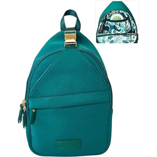 Sarah Wells Allie Sling Pump Bag – Fits All Wearable Cup Pumps & Portable Pumps – Machine Washable Neoprene Crossbody with Insulated Pocket, Water Bottle Holder & Hands-Free Design (Forest Green)
