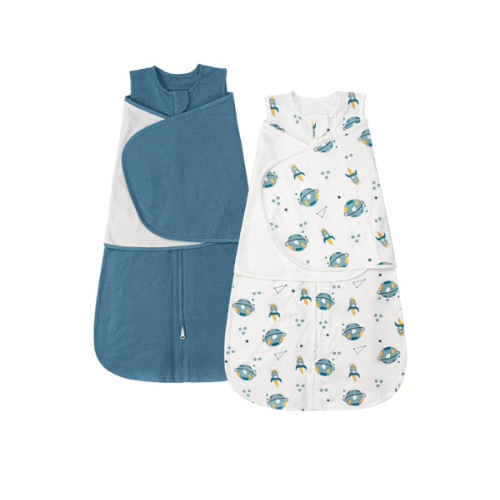 ZIGJOY Sleep Sack Swaddle 0.5 TOG Baby Wearable Blanket 100% Cotton Baby Swaddle Blanket for Newborns 0-6 Months for Boy Girl, Blue&Space