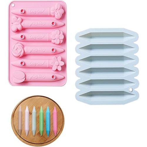 Crayon Mold, 2 Pack Crayon Recycling Molds, 3D Crayon Silicone Mold Tipped Crayon Mold Oven Safe Candy Chocolate Making Molds for Kids Reusable Triangular Flower Crayon Molds for DIY Crayons.