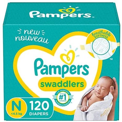 Diapers Newborn/Size 0 (< 10 lb), 120 Count - Pampers Swaddlers Disposable Baby Diapers, Giant Pack (Packaging May Vary)