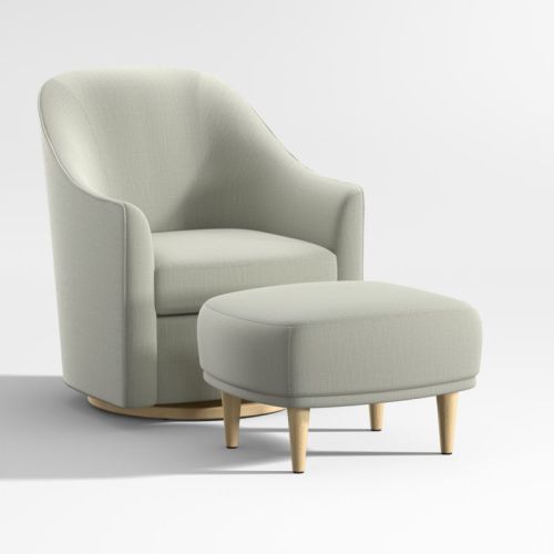 Lyric Sage Green Curved Swivel Glider Chair and Ottoman