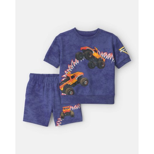 Toddler Boy 2-Piece Monster Truck French Terry Top & Short Set - Blue | Carter's