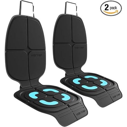 HEYTRIP Car Seat Protector, 2 Packs, Rear-Facing/Forward Facing Car Seat Mat for 0~12 Years Old Children, Waterproof, Easy Cleanup, Non-Slip, Fit Most Car Seats(Black Blue)