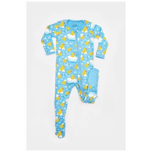 Soft & Stretchy Zipper Footie - Rubber Duckies