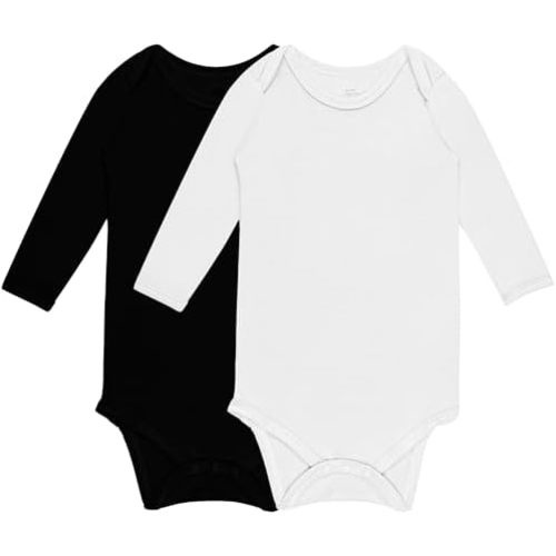 GUISBY Cotton Long Sleeve Baby Bodysuit Infant Pajamas for Boys Girls 2 Packs