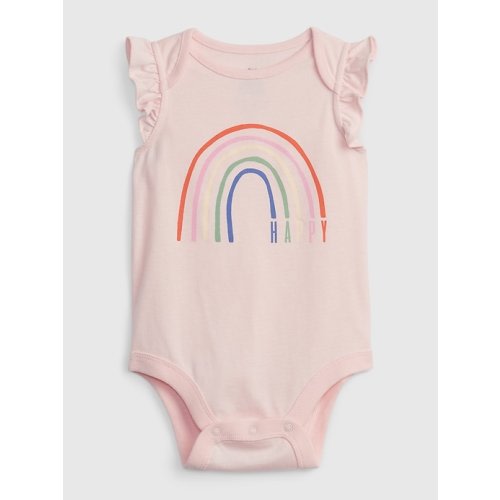 Baby 100% Organic Cotton Mix and Match Flutter Bodysuit in rainbow, size: 0-3 M
