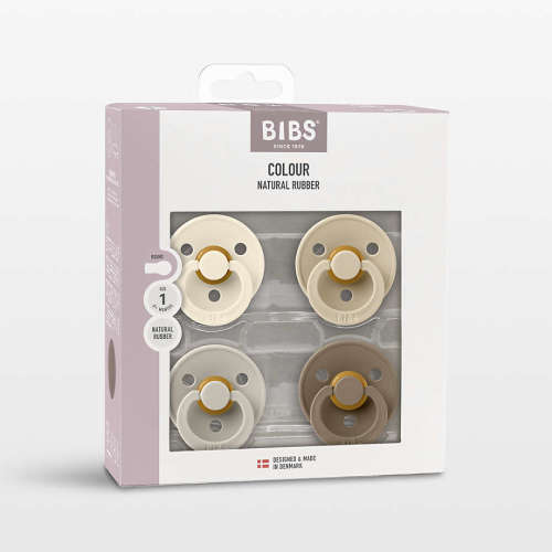 BIBS Colour Neutral-Hued Size 1 Latex Pacifiers, Set of 4