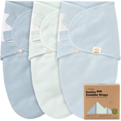 3pk Soothe Wren Swaddle Sleep Sacks, Organic Newborn Swaddles Wrap 0-3 Months, Soft Baby Wearable Blanket (Glacier, One Size)