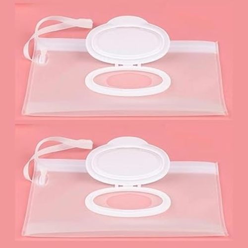 2 Pcs White Baby Wipe Case, Travel Holder Keeps Wipes Moist Set of Wet Diaper Wipes Holders Cases Portable Travel On The Go Refillable Dispenser Container Waterproof Wipe Container,Diaper Wipe Holders