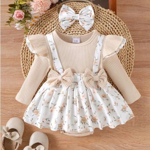 1pc Infant Girls Cute Round Neck Long Sleeve Bodysuit, Thin For Spring/Autumn | SHEIN USA