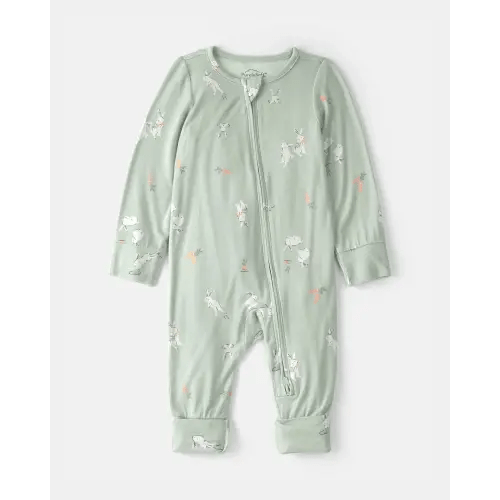 (9M) Baby Easter Bunny 2-Way Zip PurelySoft Sleep & Play Pajama - Green | Carter's