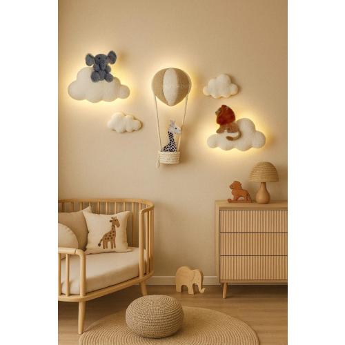 Air Balloon Safari Night Light : Safari Nursery Wall Decor Elephant Lion Giraffe