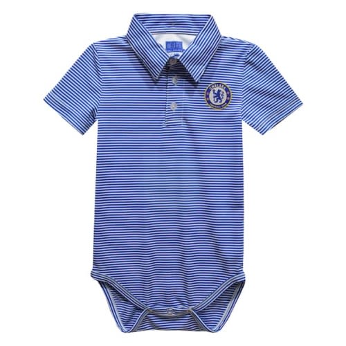 Chelsea Vive La Fete Infant Pencil Stripe Polo Bodysuit - Royal