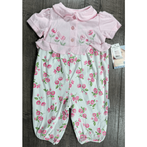Baby Girl Clothes New Vitamins Baby 3-6 Month Pink Spring Flower Outfit